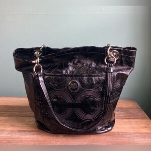 Coach Alex Signature Stitched Patent Leather Tote Bag  14265
